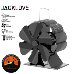 Mini Black Fireplace 6 Blade Heat Powered Stove Fan Log Wood Burner Ecofan Quiet Home Fireplace Fan Efficient Heat Distribution
