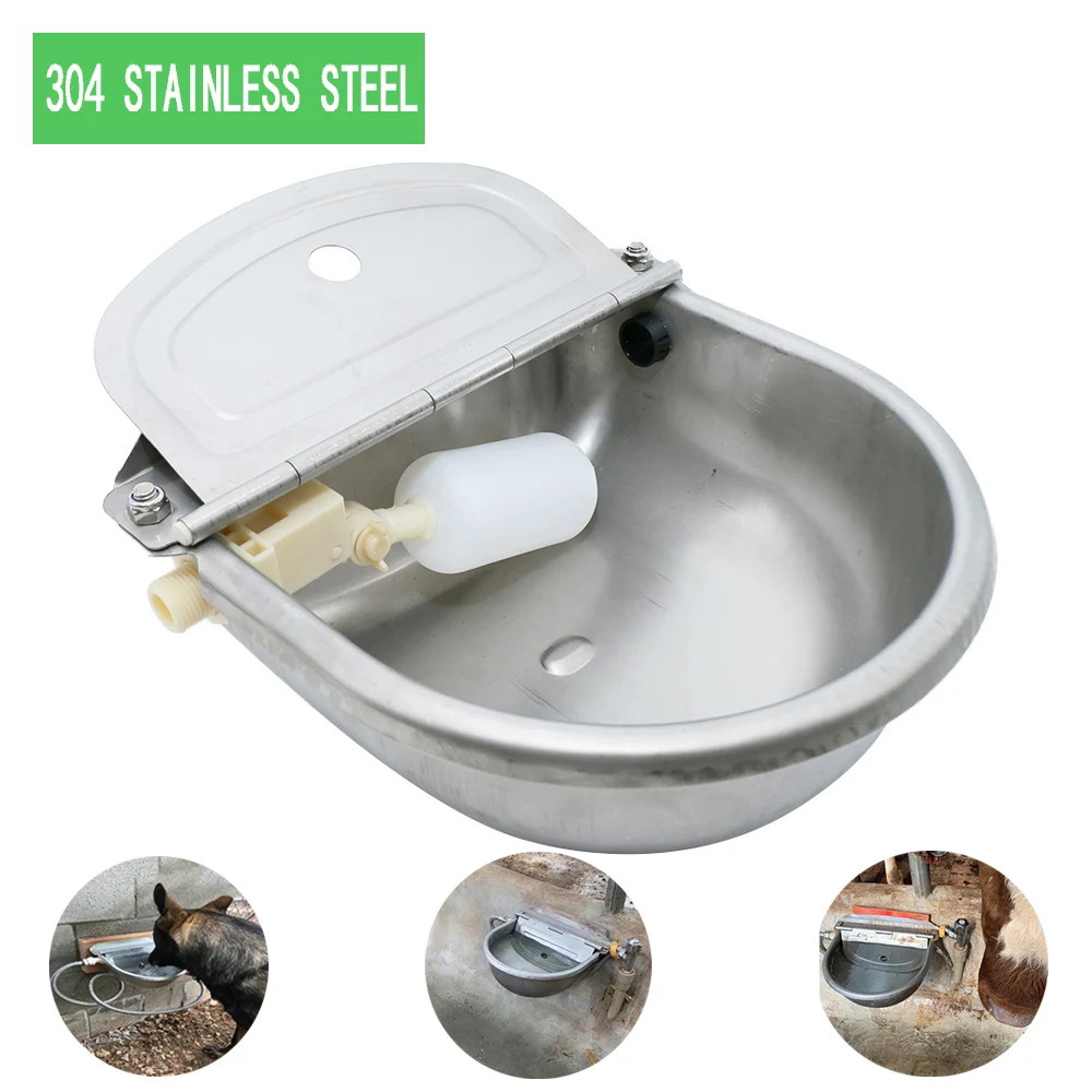 QTY Stainless Steel Water Trough Bowl Automatic Drinking Drinker Dog Horse Sheep 