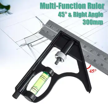 

300mm/12" Adjustable Engineers Combination Try Square Set Right Angle Ruler Multi-Function Angle 45 Degree Right Angles