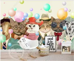 custom mural Photo wallpaper Fun Animal Cats and Dogs Makeup Party Children's Room home decor 3d wallpaper for walls in rolls