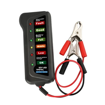 

12V Car Motorbike Digital Battery Alternator Tester 6 LED Display