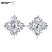 LUOTEEMI, изысканный дизайн, квадратные серьги-гвоздики для женщин, свадебные, высокое качество, кубический циркон, модные ювелирные изделия, подарок Brincos