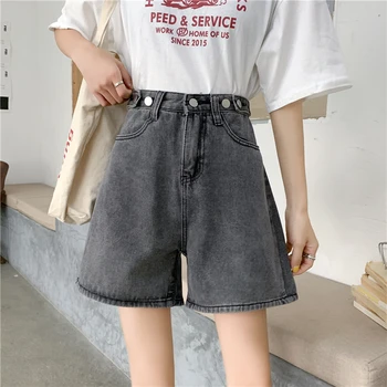 

overiszed 5XL denim wide leg women shorts summer new high waist solid loose casual all match preppy style women shorts