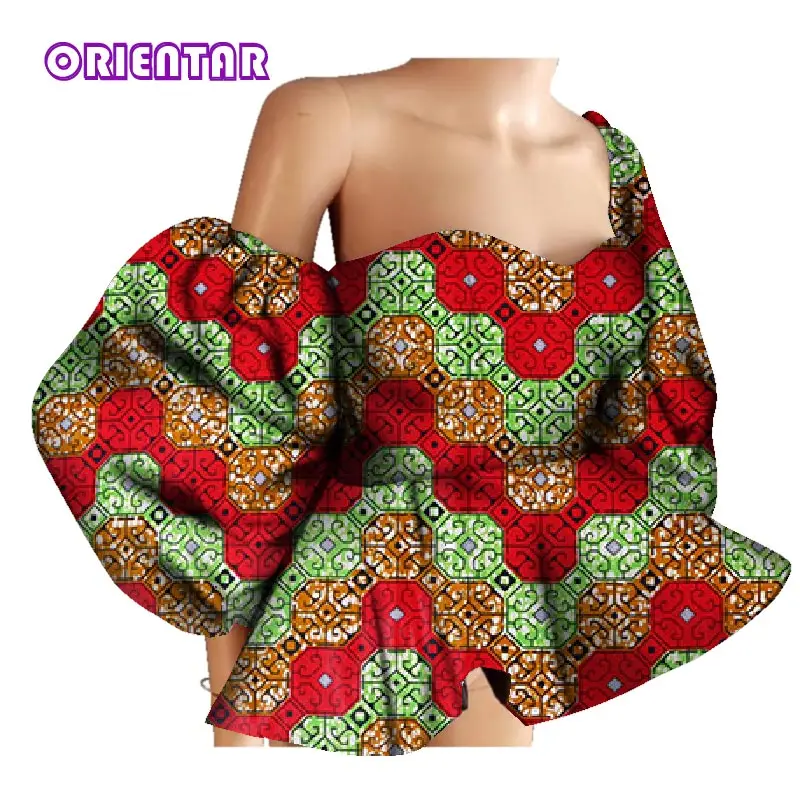 New Cotton Women Shirts African Wax Draped Print Shirts for Women Bazin Riche Patchwork African Style Clothing WY3397 - Цвет: 16
