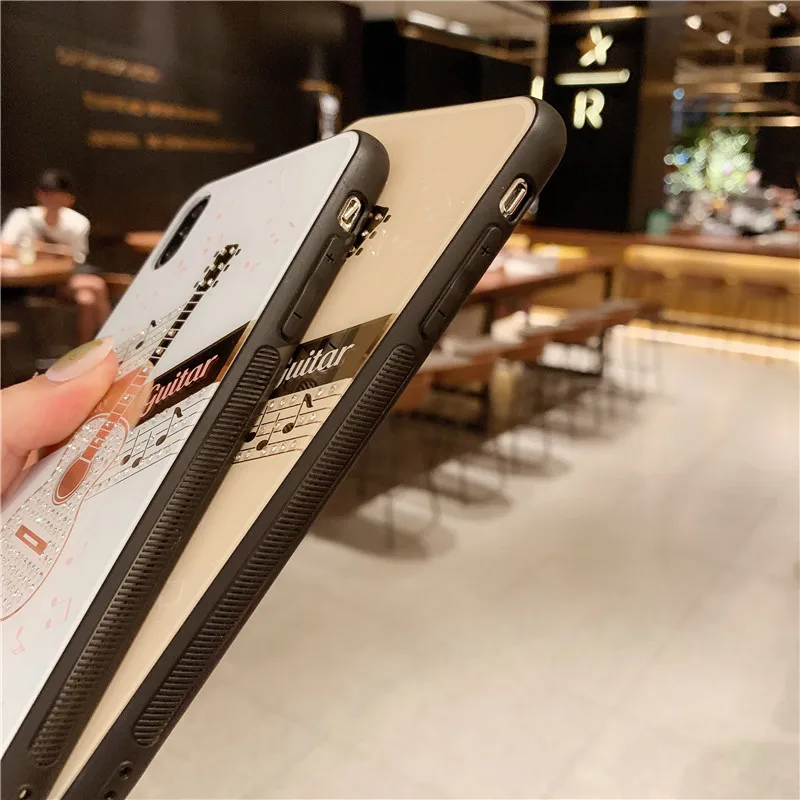Модный чехол для телефона с гитарной музыкой для iPhone 6, 6S Plus, 7, 8 Plus, X, XR, XS MAX, 11 Pro, Max, глянцевый Жесткий ПК+ Мягкий силиконовый чехол s
