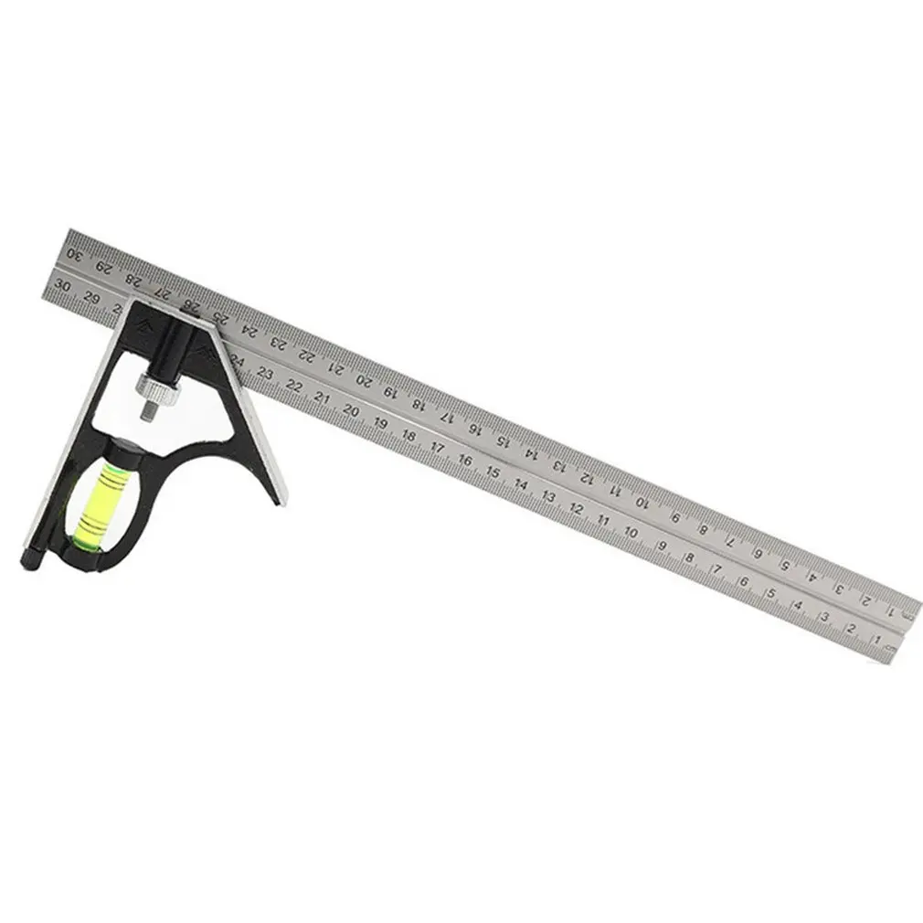 Gobesty Combination Angle Square Metric//Inch Marked 45 /° // 90 /° with Spirit Level for Precise Applications Adjustable Right Angle Ruler 300mm//12inch 300mm Combination Square Stainless Steel
