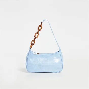 

2020 European and American crocodile pattern shoulder bag rectangular chain French bag armpit bag female leather bag wholesale