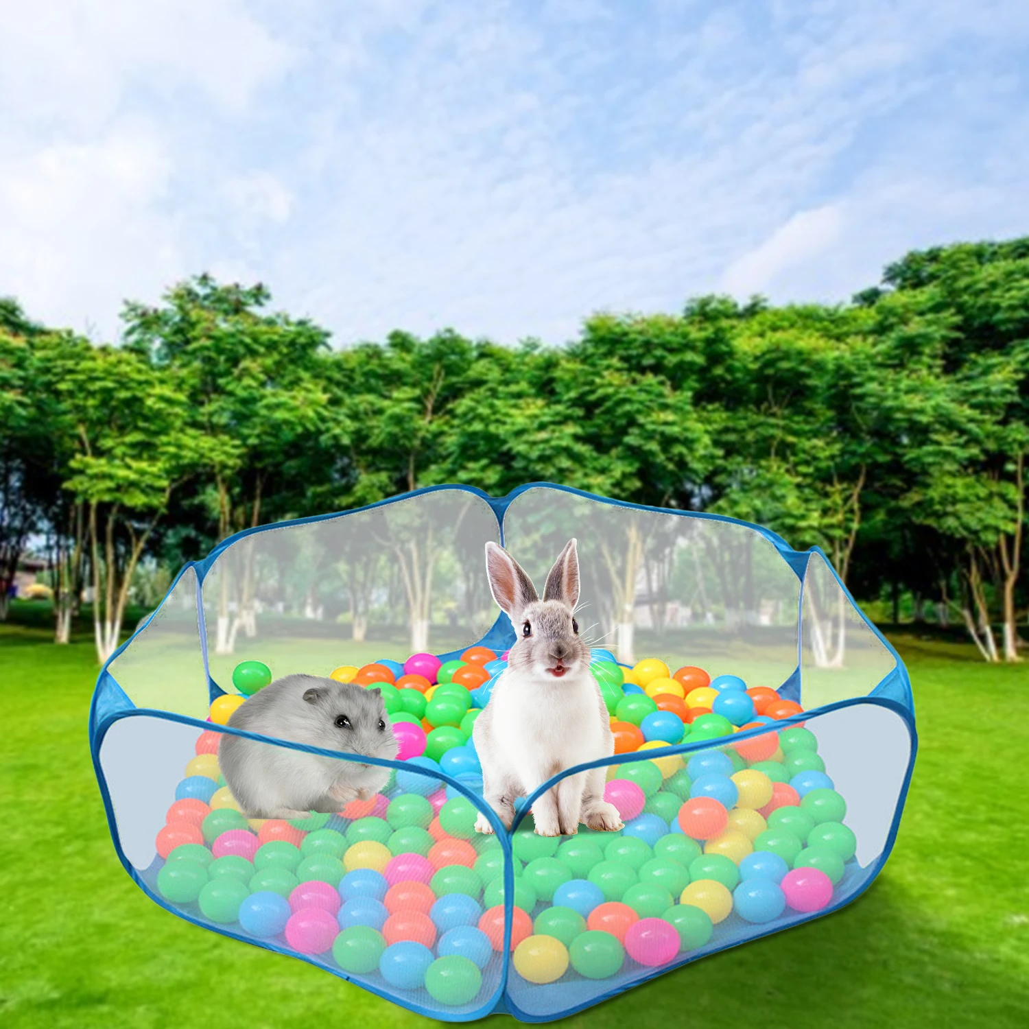 

Small Animals Cage Tent Pet Fence Pop Open Outdoor Breathable Transparent for Small Animals Hamster Chinchilla Hedgehog Rabbit