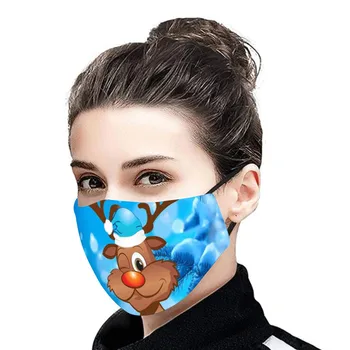 

Women Men Christmas Face Mask Washable Reusable Fabric Mask Xmas Cartoon Santa Snowman Elk Printed Face Cover Mascarilla Tela