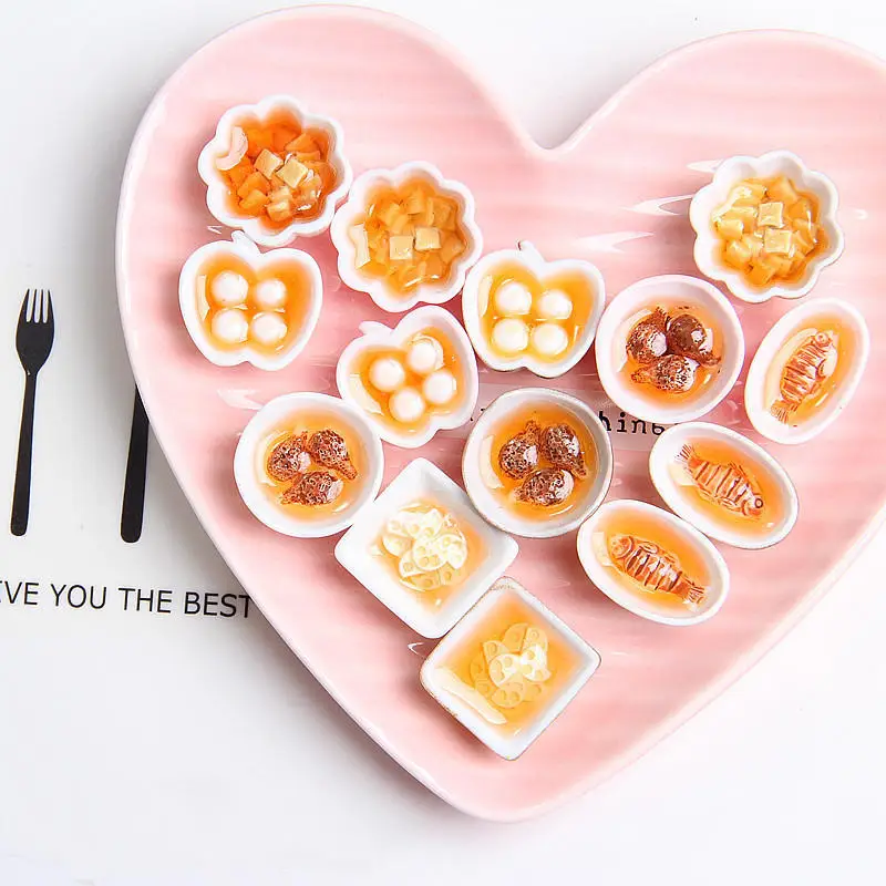 

1: 12 Dollhouse Mini Model Restaurant Scene Ob11 Candy Toy Dishes Small Bowl Chicken Legs Glutinous Rice Balls