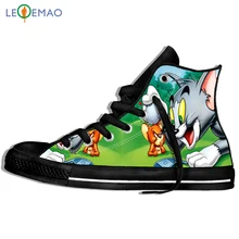 Кроссовки с принтом логотипа на заказ; удобные дышащие парусиновые кроссовки TOM& JERRY CAT& MOUSE; Zapatos De Mujer; Уличная обувь