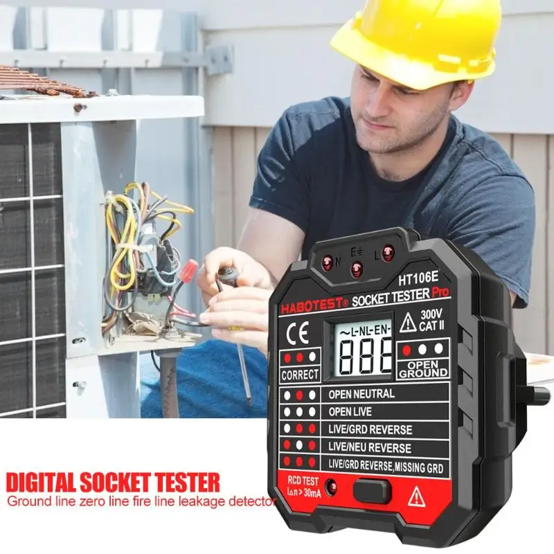 HABOTEST прибор для проверки патронов цифровой Дисплей штекер в AC 110V 230V