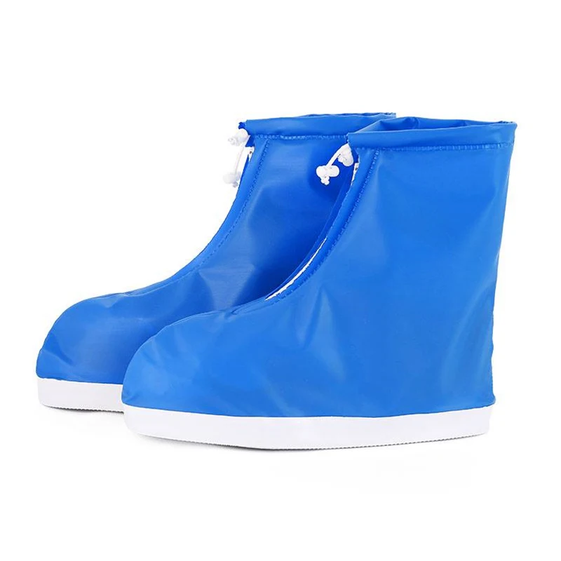 1pair Waterproof Protector Shoes Boot Cover Unisex Zipper Rain Shoe Covers High-Top Anti-Slip Rain Shoes Cases - Цвет: Синий