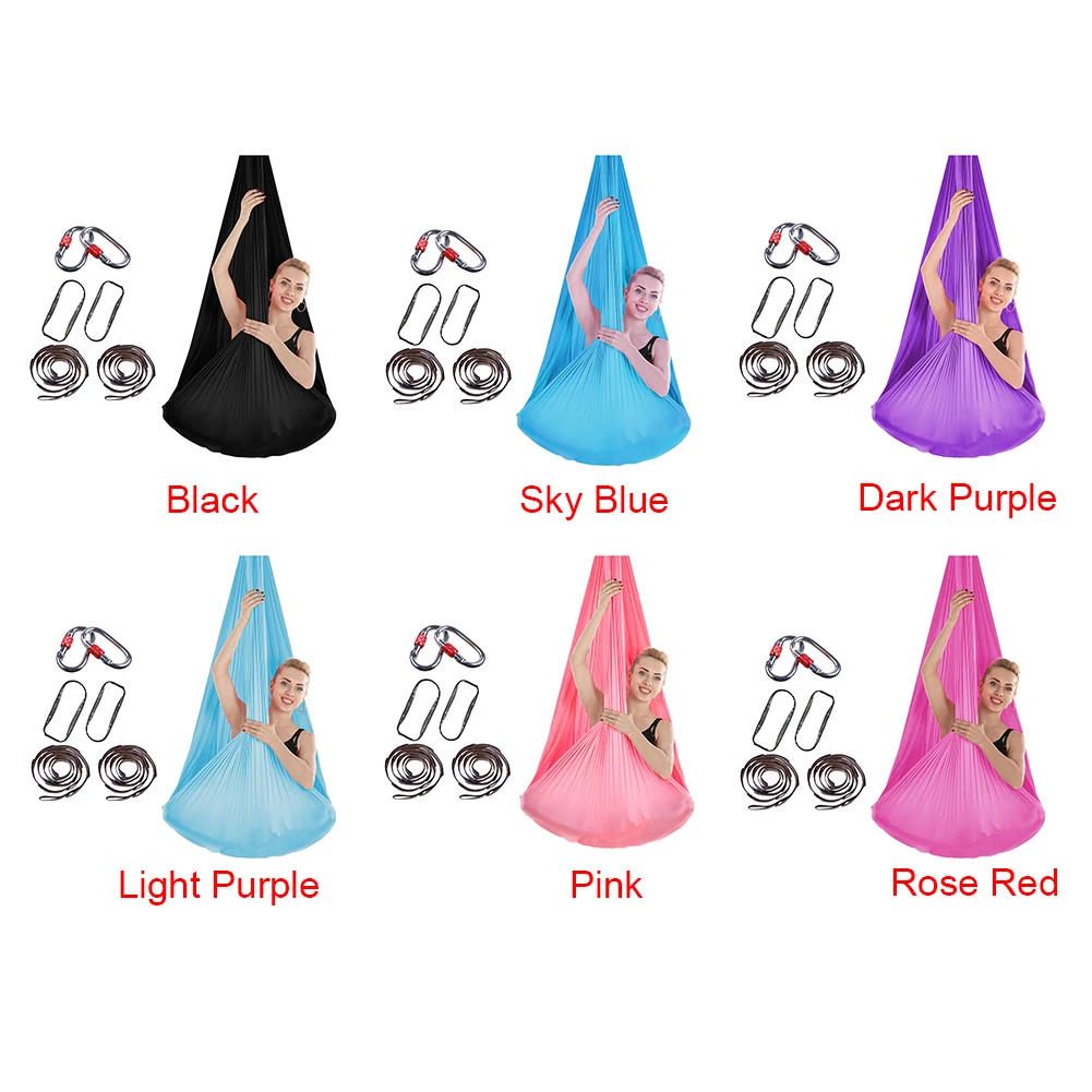 Yoga Hammock Kit Anti Gravity Swing Elastic Multifunctional Tool Equipment Sports Aerial With Chains Carabiners Belts Training