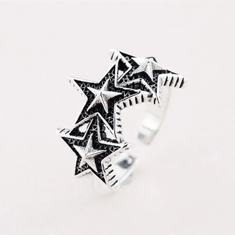 New Silver Color Big Star Rings for Women Adjustable Size Fashion Wedding Jewelry Anillos Mujer | Украшения и аксессуары