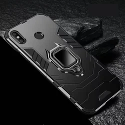 Magnetic Car Mount Ring Holder Phone Back Cover Case with Stand for Xiaomi Mi 6X (Black)