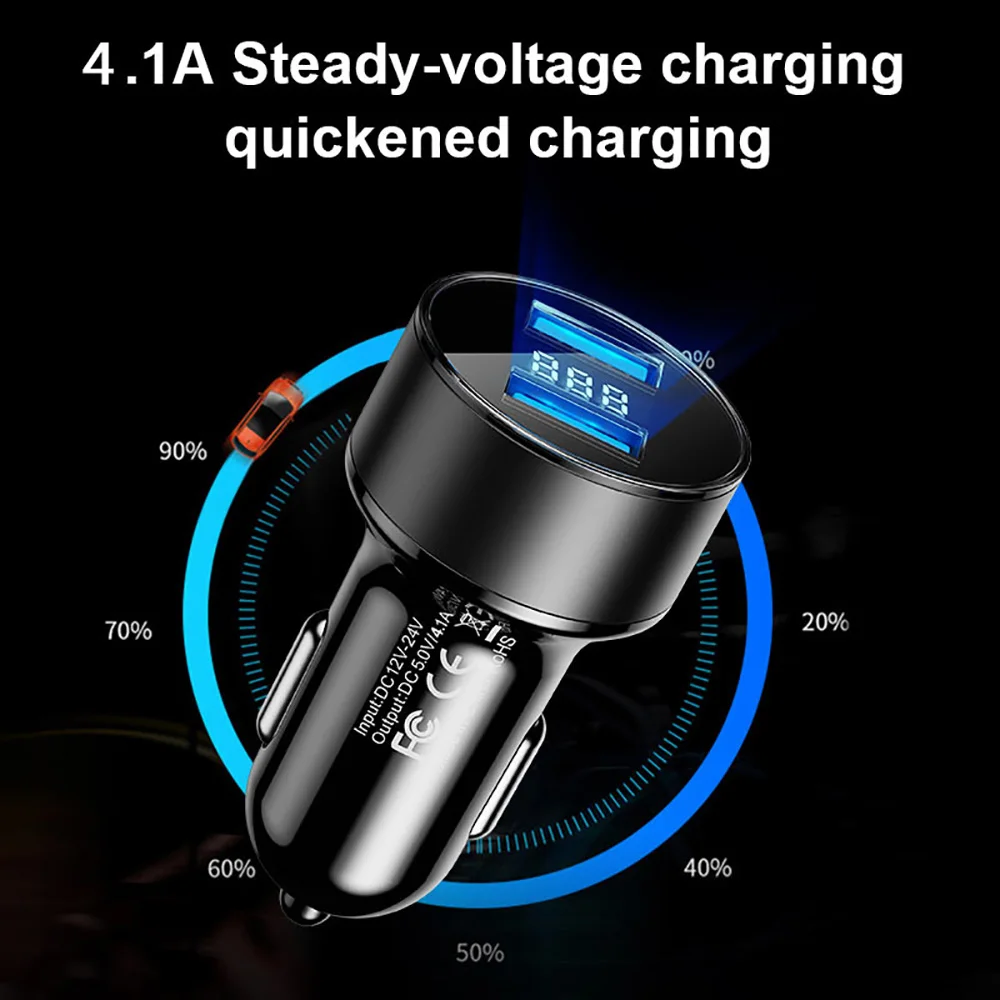 

Dual USB Car Charger Adapter 3.1A Digital LED Voltage/Current Display Auto Vehicle Metal Charger For Smart Phone/Tablet