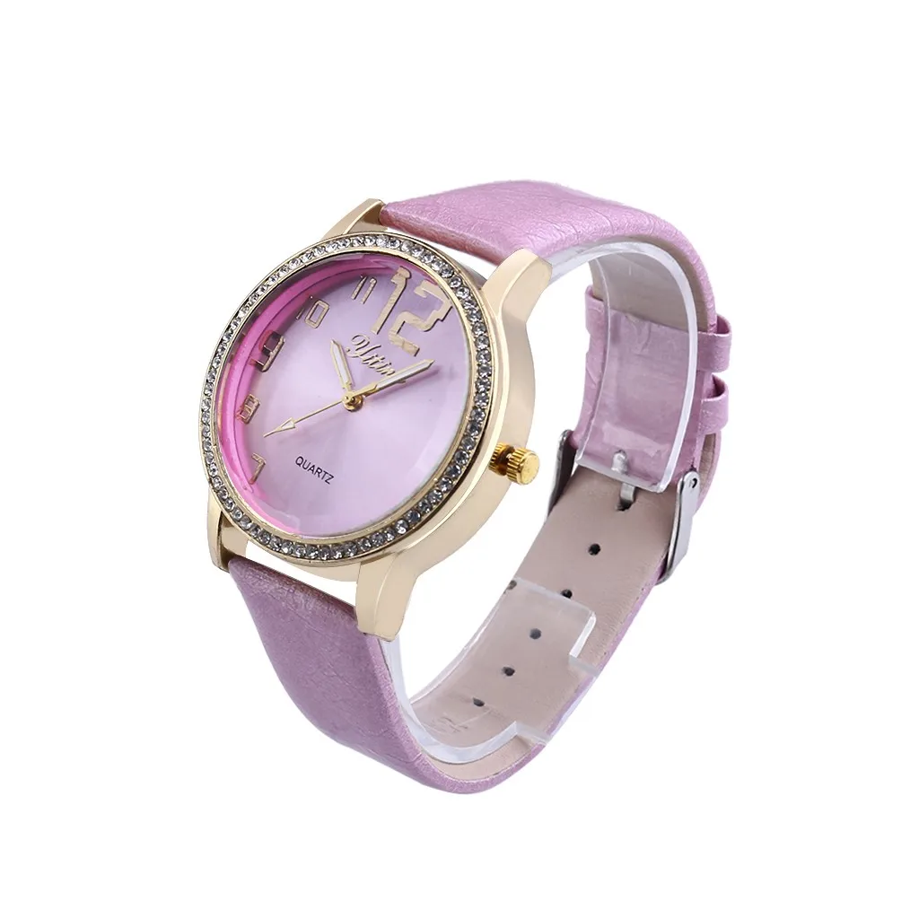 Reloj mujer винтажный кожаный браслет со стразами женские часы, наручные часы Роскошные Кварцевые часы Relogio Feminino Прямая поставка