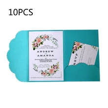 10 комплектов бумаги Лазерная резка бизнес годовой Свадебный детский душ Пригласительные открытки с конвертами пользовательские вечерние украшения