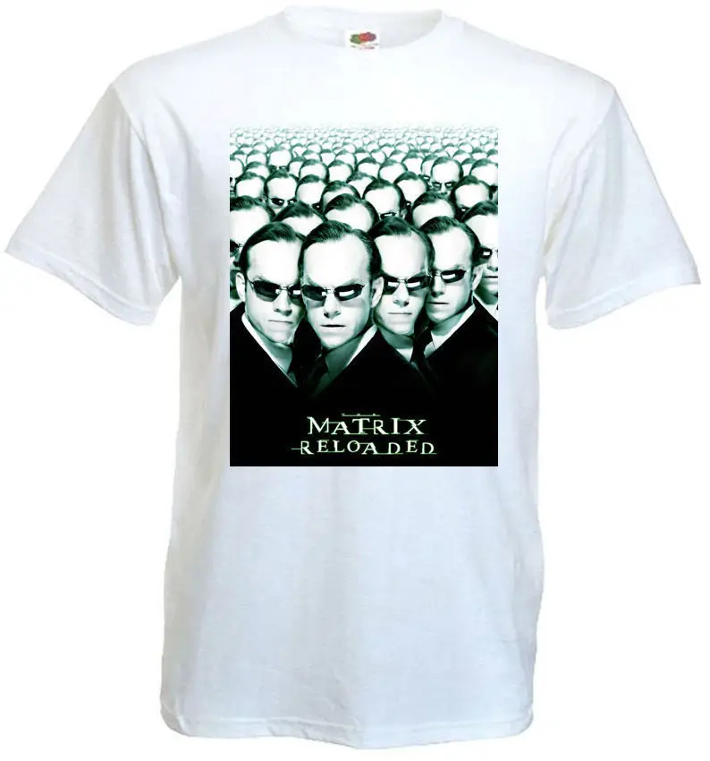 Matrix Reloaded V1 T Shirt White Movie Poster All Sizes S-3XL Short Sleeves Cotton Fashion Free Shipping Style | Мужская одежда