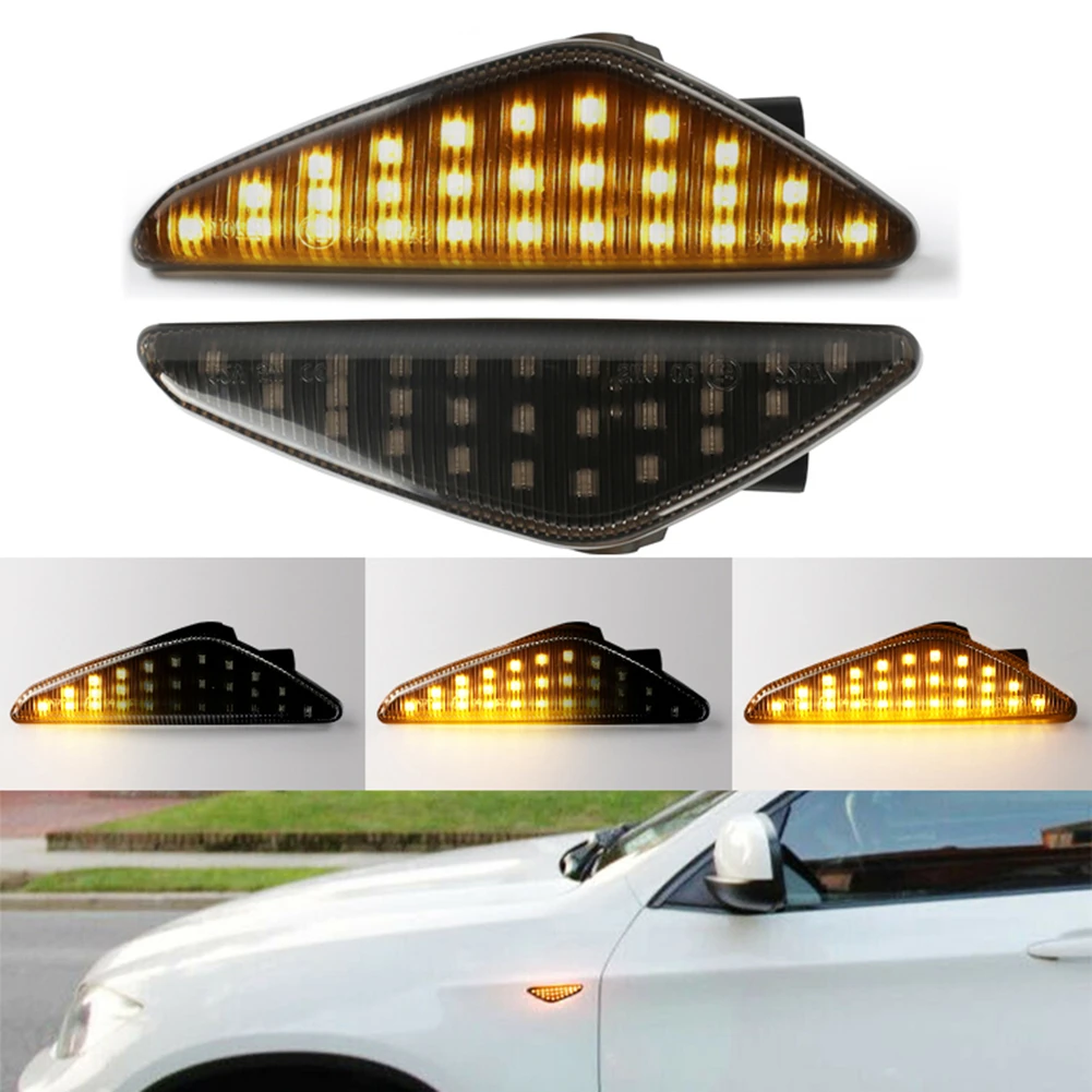 

2 Pieces Dynamic Amber LED Side Maker Blinker Indicator Turn Signal Light For BMW F25 E70 E71 E72 X3 X5 X6 Smoked Lens