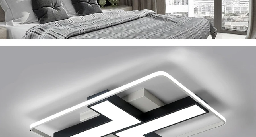 Светодиодный потолочный светильник для гостиной, спальни, белый, черный металлический потолочный светильник для спальни, потолочные светильники 110 В 220 В