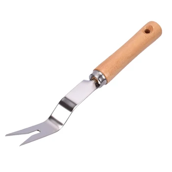 

Home Manual Weeder Wood Handle Metal Fork Seedling Transplanter Digging Puller Weeding Tools for Garden 28Cm