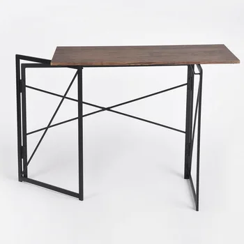 

Modern Writing Table Metal Large Office Desk Study Gaming Computer Tables Sturdy Easy Assembly Brown Black Foldout Corner Desk