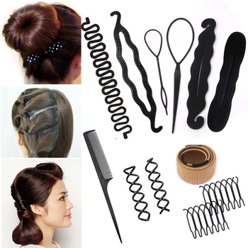 

Plastic Hair Styling Tool Braider Sponge Hair Donut Girls Women French HairTwist DIY Hair Bun Maker Hairs Accessories Comb Clip