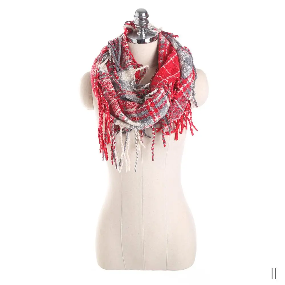 Febelle Winter Women Scarf Cashmere Knitted Snood Scarf Warm Sarf Infinity Scarves Neck Circle Ring Scarf for Girls - Цвет: 11