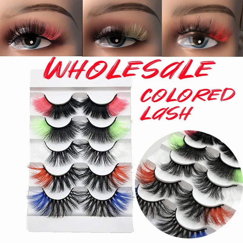 5 Pairs 3D White/Pink/Blue/Red Lashes with butterfly Wholesale Natural Long Colorful False Eyelashes Lash Extension Supplies | Красота и