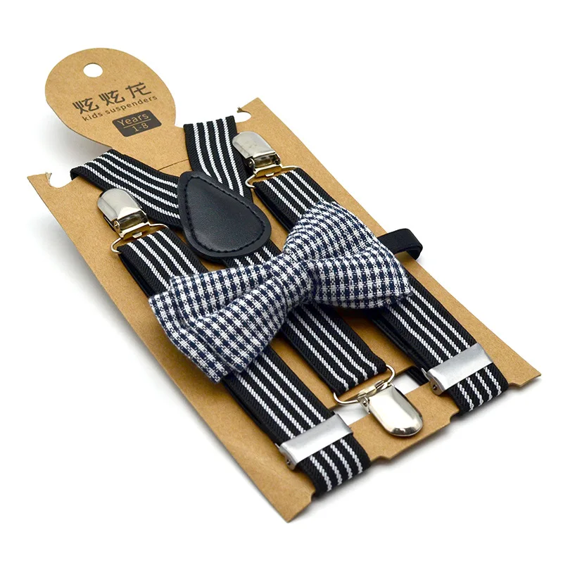 

Men and women 3 clip stripe clips printed bow tie set elastic elastic straps hanging pants clip