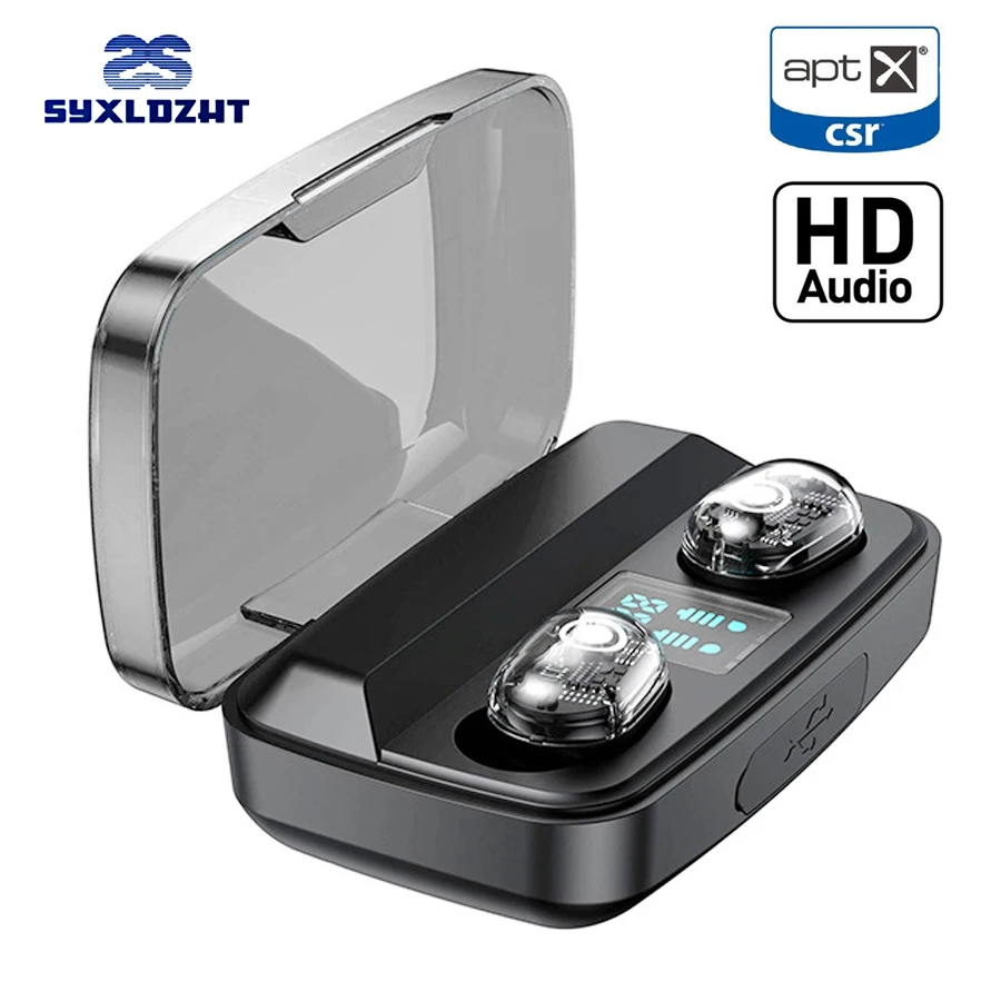 

TWS Wireless Earphones Bluetooth 5.0 Touch Control Aptx/SBC Headset Stereo Mini Bluetooth Earbuds with Mic 1800mAh Power bank