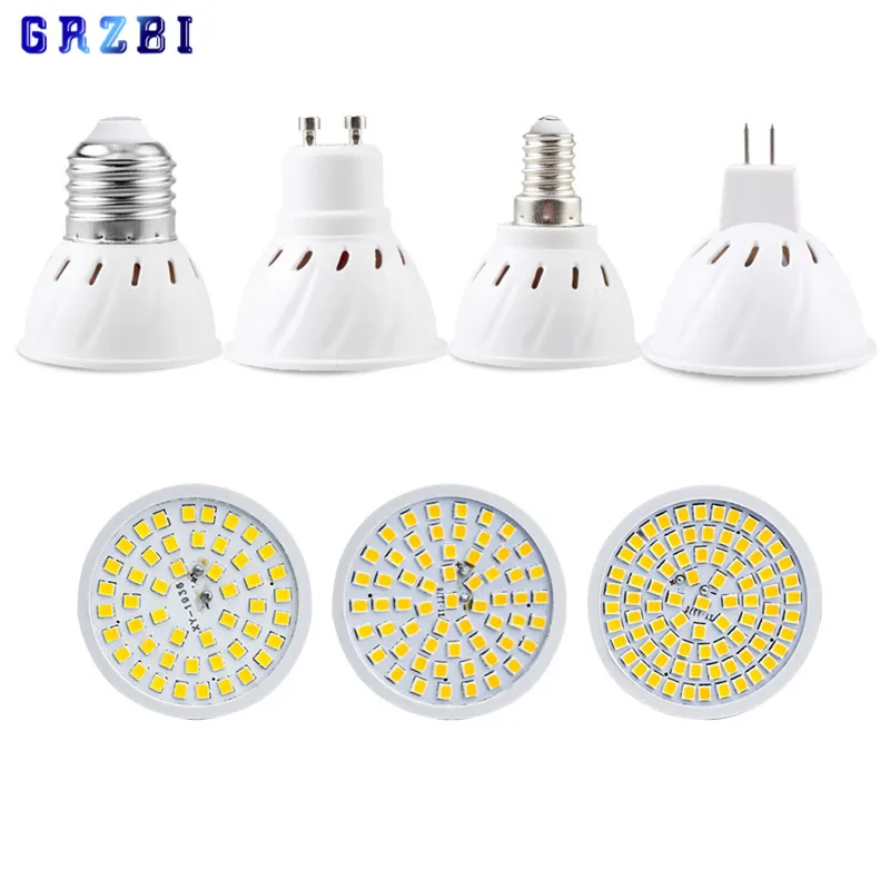 

LED Spotlight GU10 E27 E14 MR16 LED Lamp Bulb 110V 220V 48 60 80LEDs 2835SMD Warm/Cold White Light for Home Lampada LED Lighting
