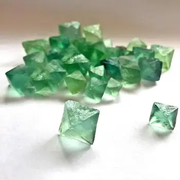 

Natural Octahedral Colorful Fluorite Raw Gemstone Ornament Cane Decoration