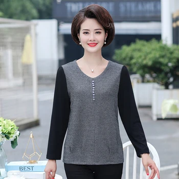 

Long Sleeves T-shirts For Women 2020 Spring Autumn Korea Plus Size Female Bottoming Shirt Middle Age Mother'S Pullover Clothes
