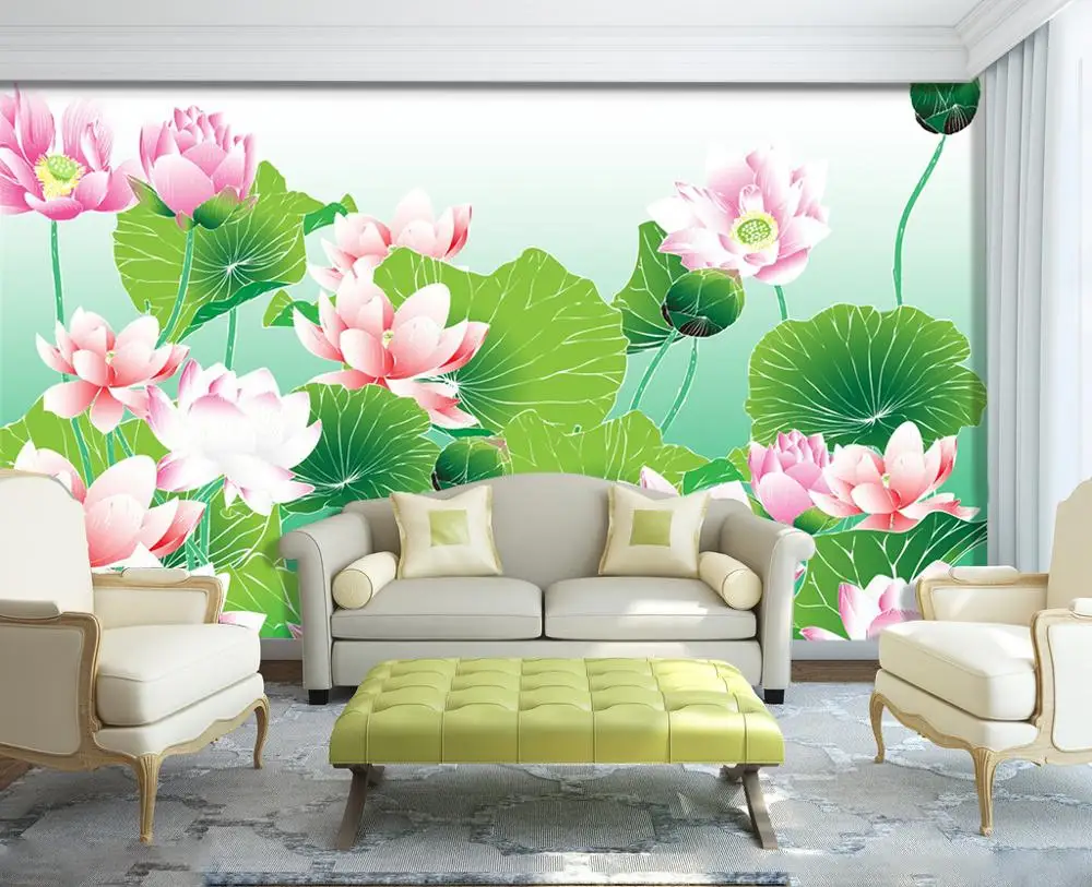 [Самоклеющиеся] 3D Lotus 2757 настенная бумага печать настенные наклейки|Обои| |