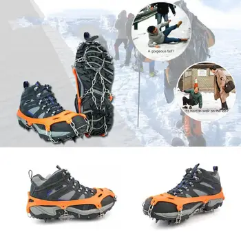 

Durable 1 Pair x Ice Claw Delicate Design Outdoor Ice Snow 8 Teeth Shoe Spiked Grip Cleat Crampons Anti Slip Shoe Covers