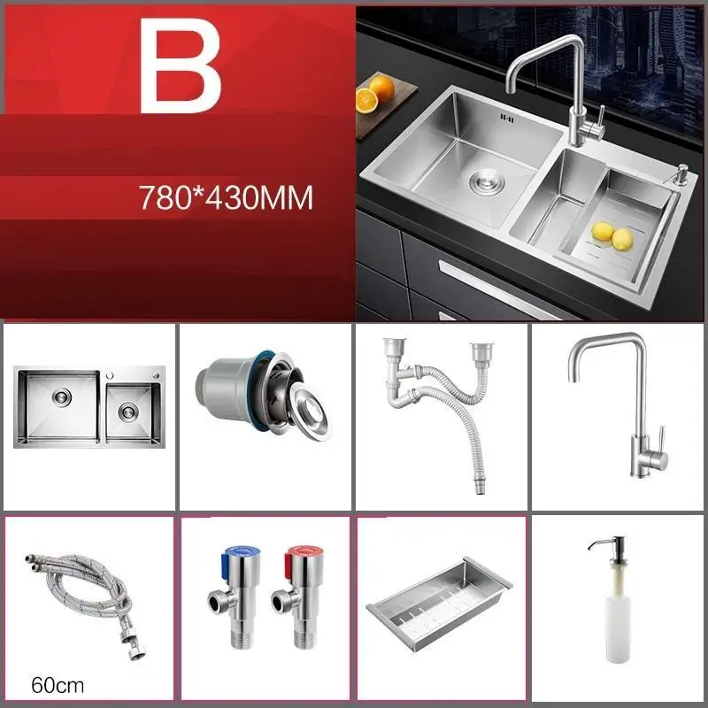 Version D Cucina Acero Inoxidable портативный Tarjas Para Evier Inox кухонный Fregadero De Cocina Lavabo Cuba Pia Cozinha мойка для овощей - Цвет: Version D