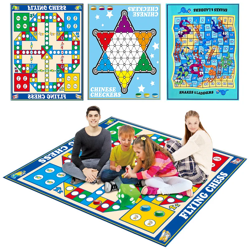 Single Side Double-Sided/Aeroplane Chess China Checkers Game Blanket Inflatable Dice Pearl Cotton Crawl Pad Educational Game Che