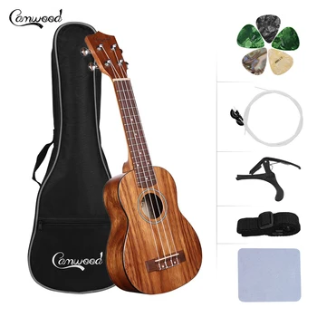 

Camwood 21 Inch Acoustic Concert Ukulele Teakwood Material with Gig Bag Uke Strap Spare Strings Cleaning Cloth