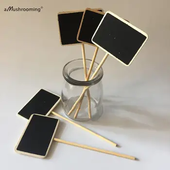 

100x Wooden Chalkboard Rectangle on Stick Flower Plant/ Herb Vegetable Candy Buffet Sign Wedding Decora Photobooth Prop