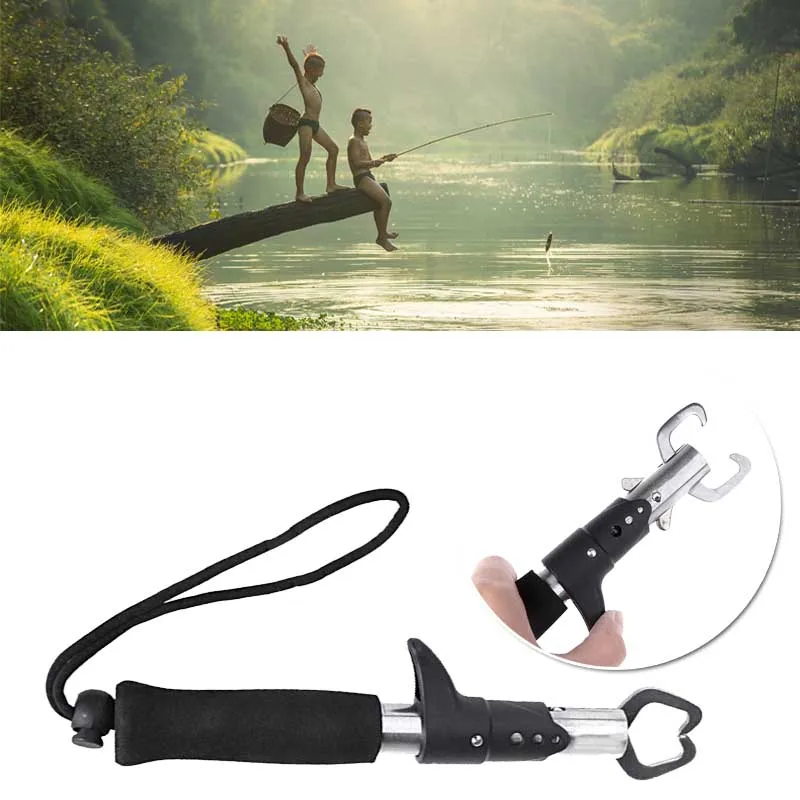 Fishing Gripper Stainless Steel Fish Lip Grip Handle Grab Grabber Tackle Gear