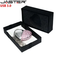 USB 3,0 Металлический Алмазный кристалл сердце с коробкой USB флэш-накопитель 16 ГБ 32 ГБ 64 Гб 128 ГБ флеш-накопитель Флэшка привод индивидуальный логотип Подарочный
