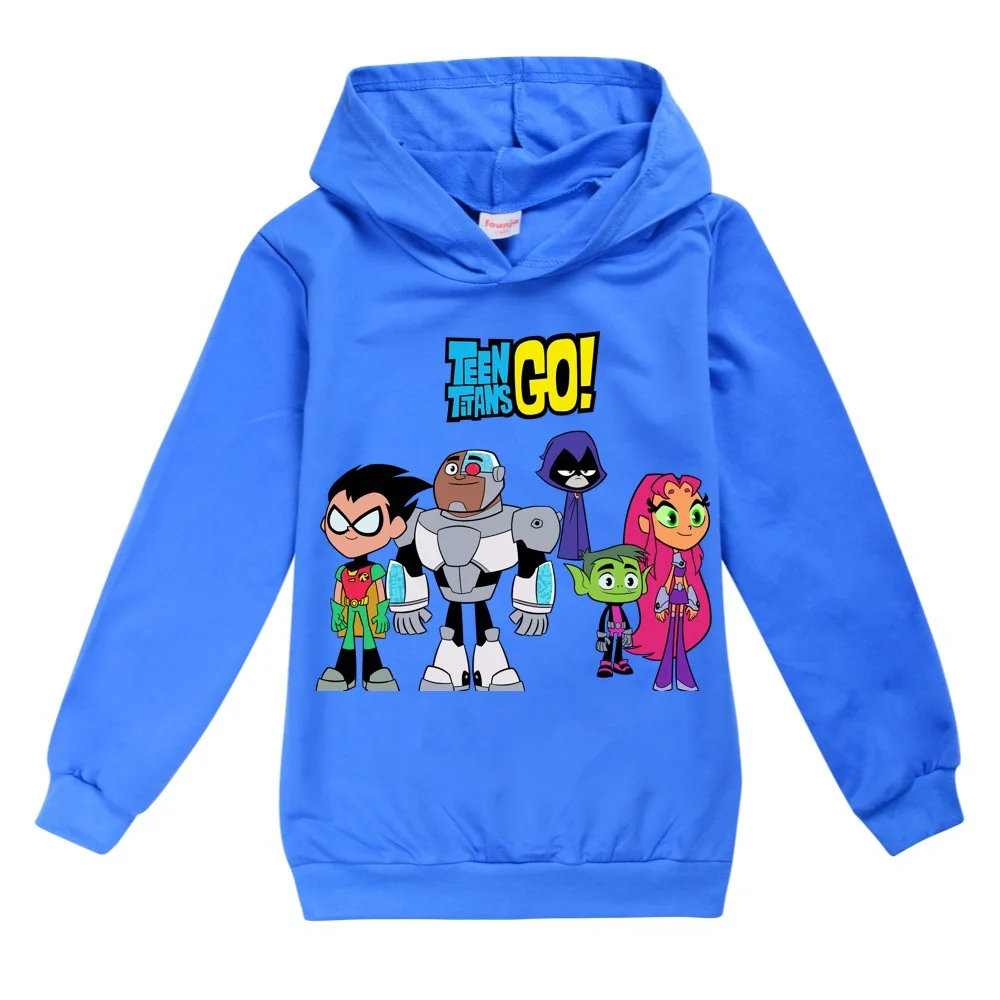 New Kids Boys Sweatshirts Teen Titans GO! Cartoon Baby Clothes Fashion Girl Kids Hoodie Black Tops Hoodies Teen Costume Unisex