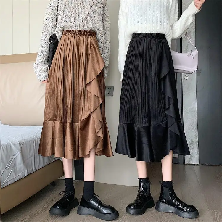 Ruffles Skirts Free Shipping Women Pleated Soft Tender Female High Waist Autumn Newest Clothes Students Daily Faldas Skirt tutu skirt