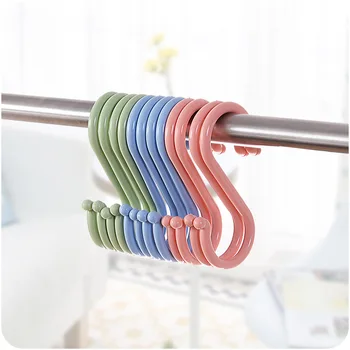 

8PCS Plastic S-shaped Hook Creative Kitchen and Bathroom Nail-free Hooks Wardrobe Clothes S Hooks Small Size