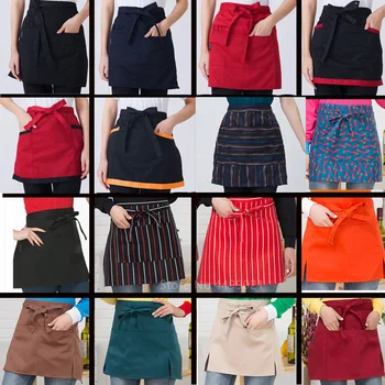 

17Colors Chef Restaurant Uniform Short Style Kitchen Bar Coffee Shop Waiters Apron Woman Man Cook Baking Workwear with Pocket
