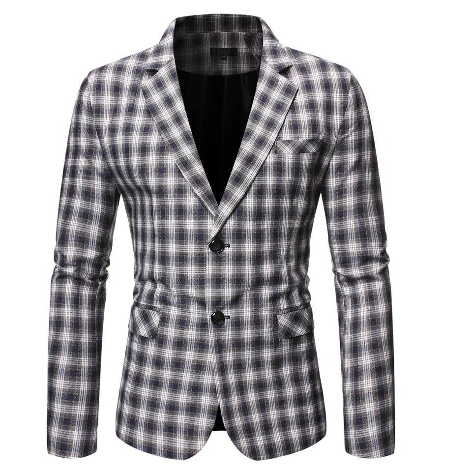 M-3XL осенние мужские спортивные пиджаки клетчатый шарф воротник зимняя верхняя одежда Умные повседневные тонкие куртки для мужчин плюс размер пальто костюмы Новинка