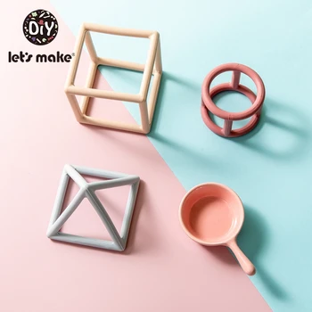 

Let'S Make 1 Set Silicone Teether Toys Food Grade Silicone Baby Teether Geometry Silicone Toy For Kids Baby Teether